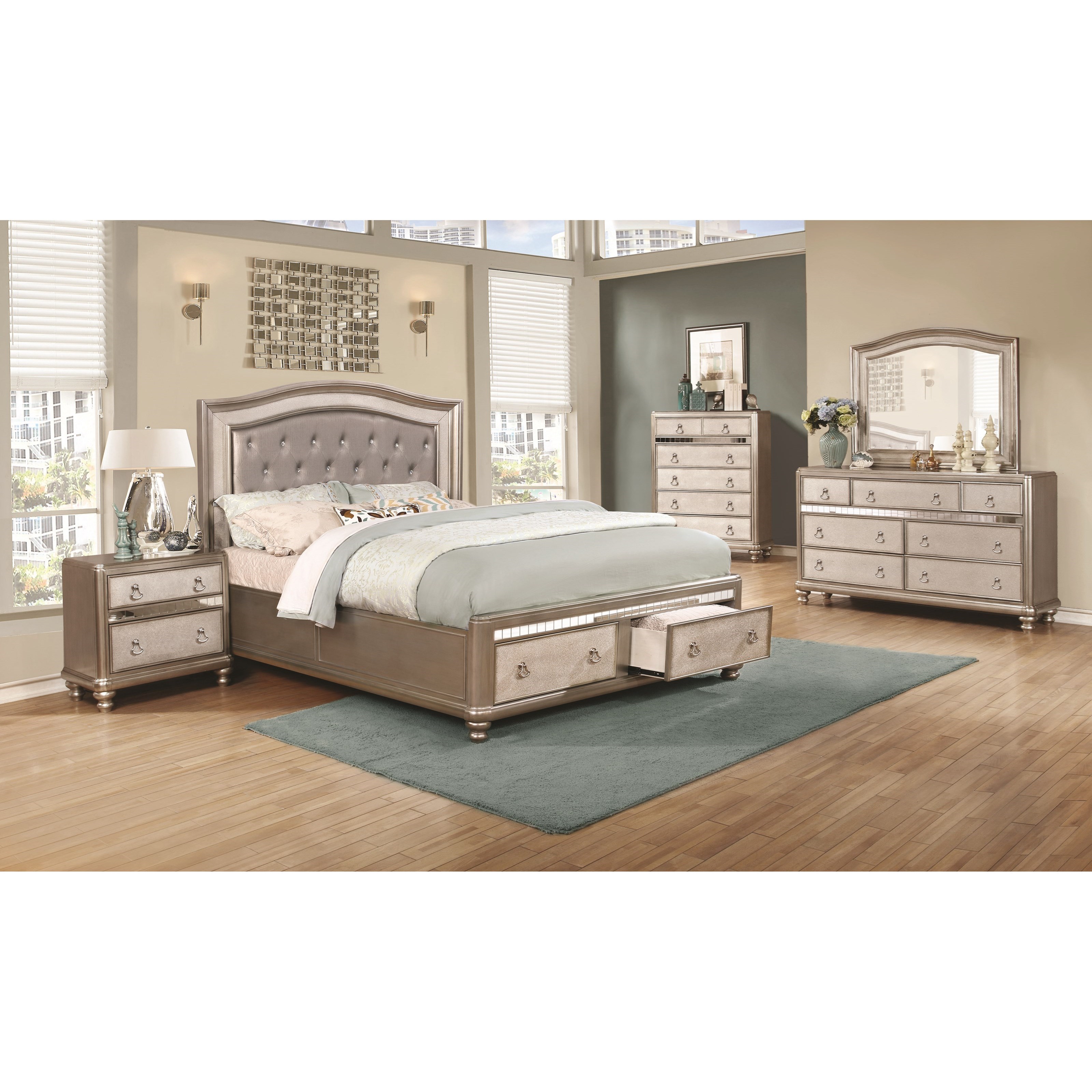 Coaster Bling Game 204181Q Queen Bed with Button Tufting